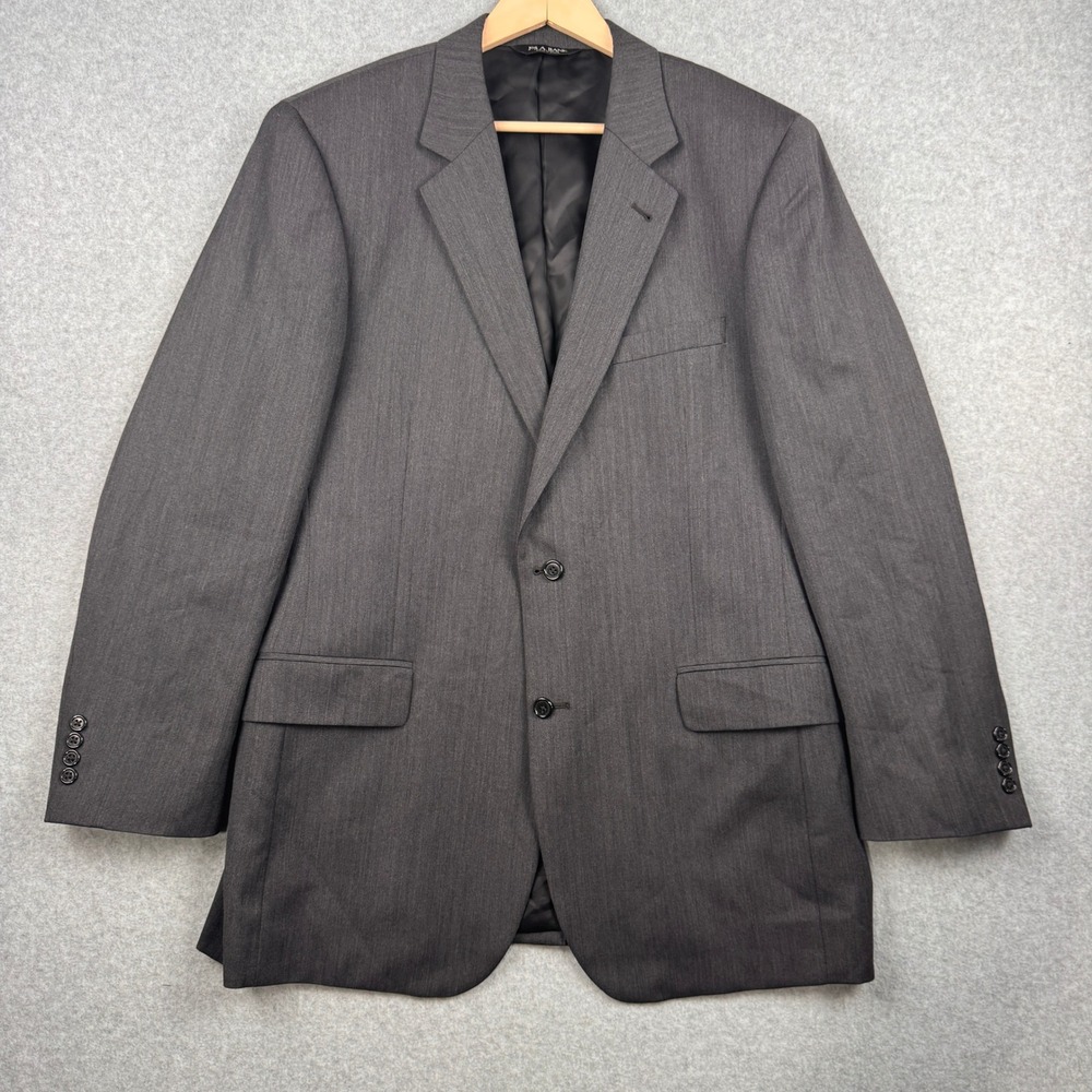 Jos A Bank Blazer Mens 44L Gray 100% Wool Herringbone‎ Signature Sports Coat